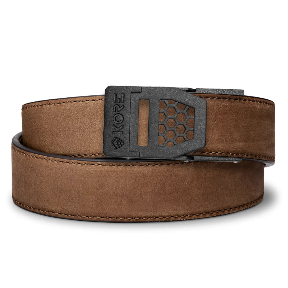 BROWN BUFFALO LEATHER GUN BELT 1.5"