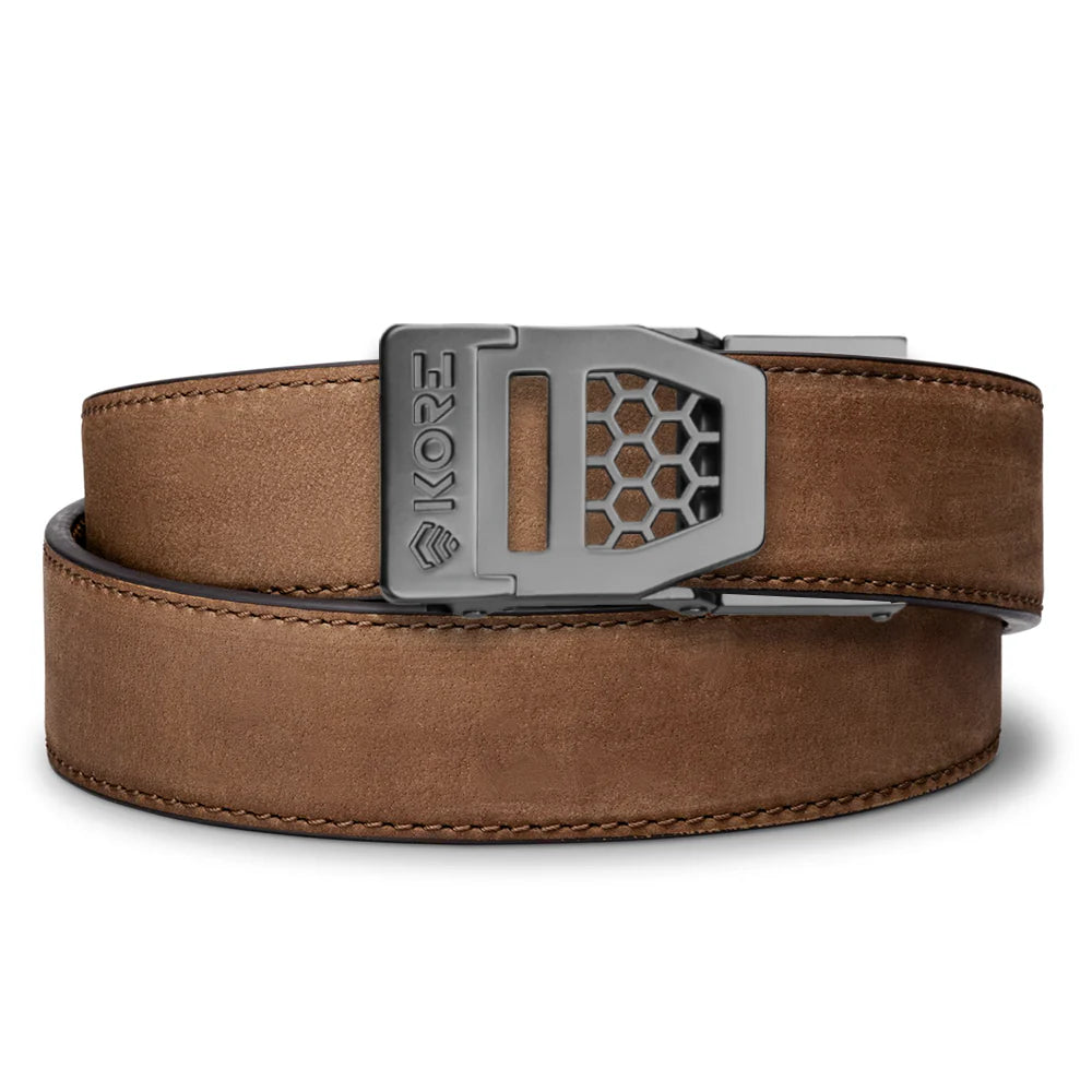 BROWN BUFFALO LEATHER GUN BELT 1.5"